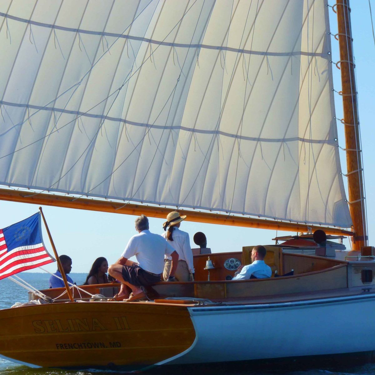 Experience the exhilaration of the Chesapeake Bay on a breezy and beautiful day aboard Sail Selina's private charter - Book your unforgettable sail now!