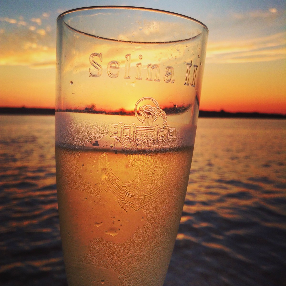 Etched Sail Selina champagne glass - Perfect for sipping bubbly and toasting to a stunning sunset on our boat tour - Book your St Michaels MD experience now!